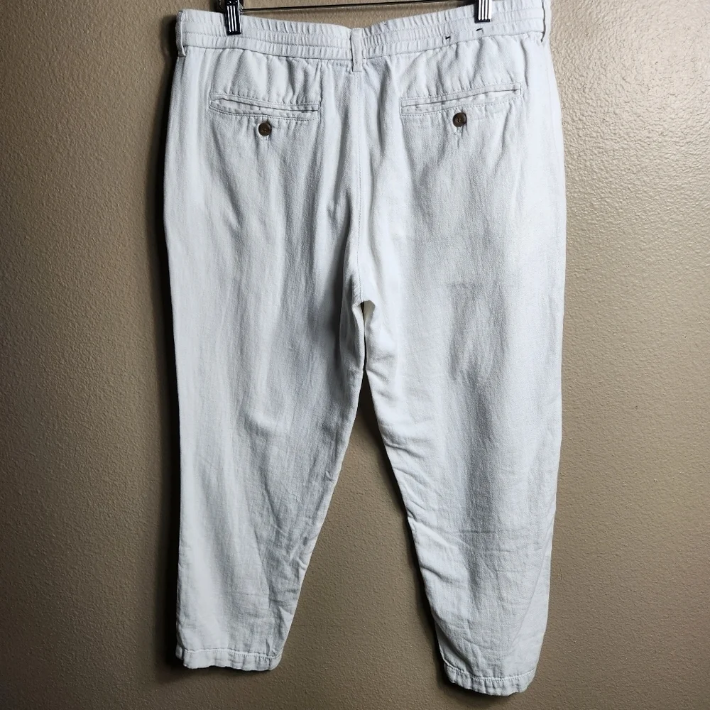 Banana Republic Mens Off-White Athletic Fit Linen Blend Comfort Pants-Size 34x26